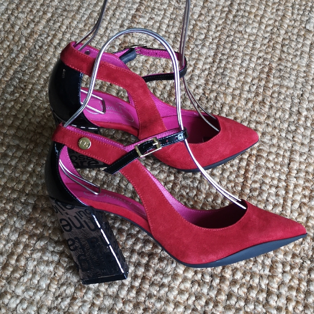 Channi B red suede heels